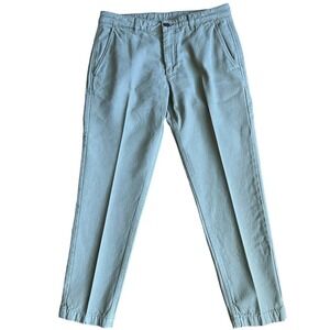 Zara Women's Cropped Front Pleat Khaki Pants, Elastic Waist, Green, size 31